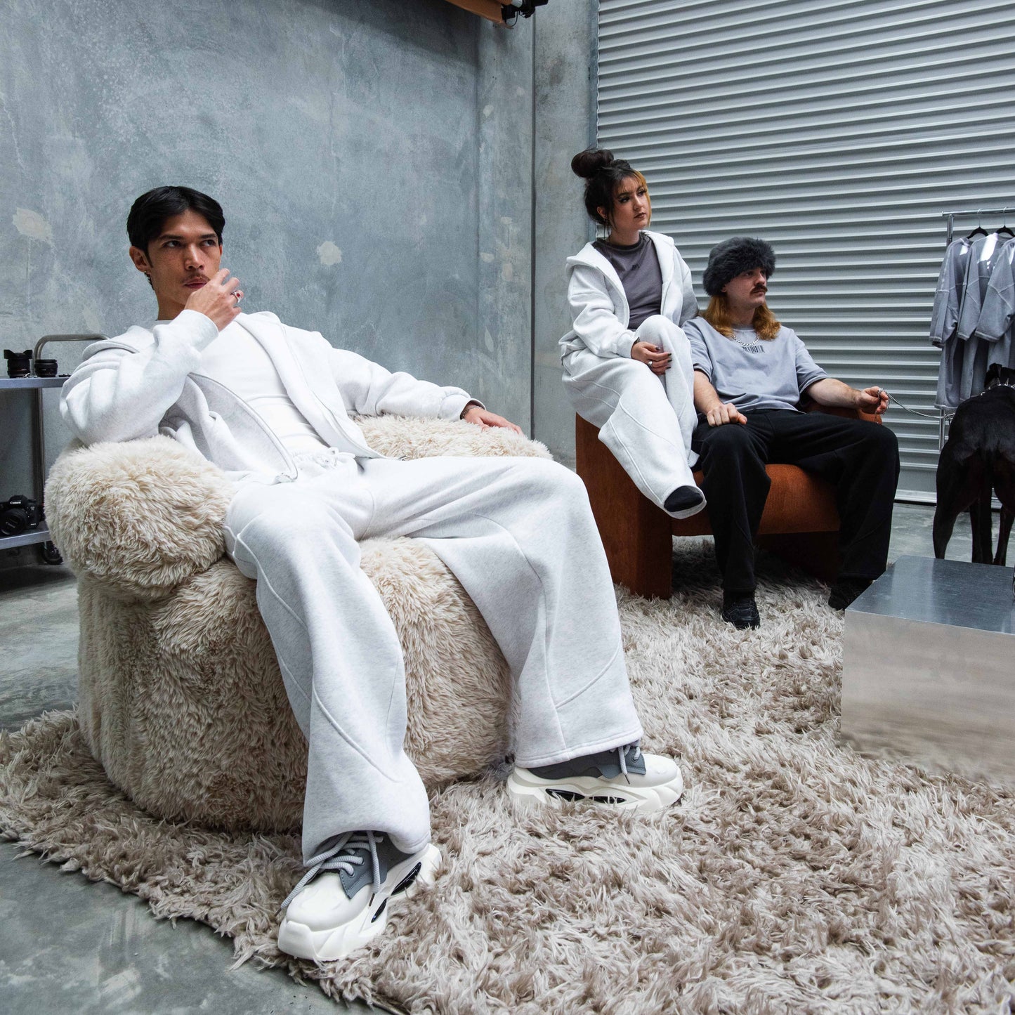 Harlem Baggy Sweatpants- Stone/White