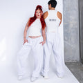 Harlem Baggy Sweatpants- Stone/White