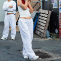 Harlem Baggy Sweatpants- Stone/White
